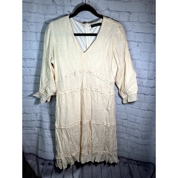 MIKAROSE LADIES IVORY COLORED BOHO STYLE DRESS (L)   WORN ONCE EUC‎     G-36 - Picture 1 of 5